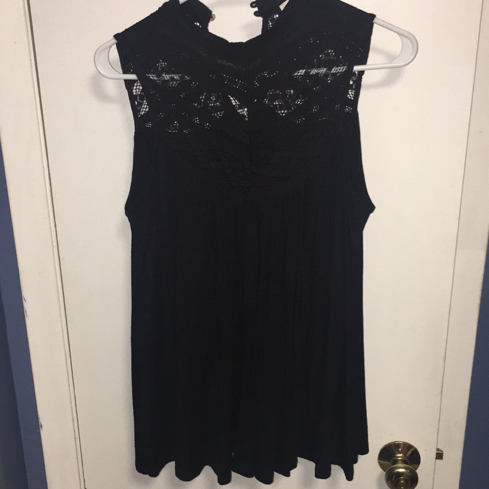 Anthropologie Black lace sleeveless shirt